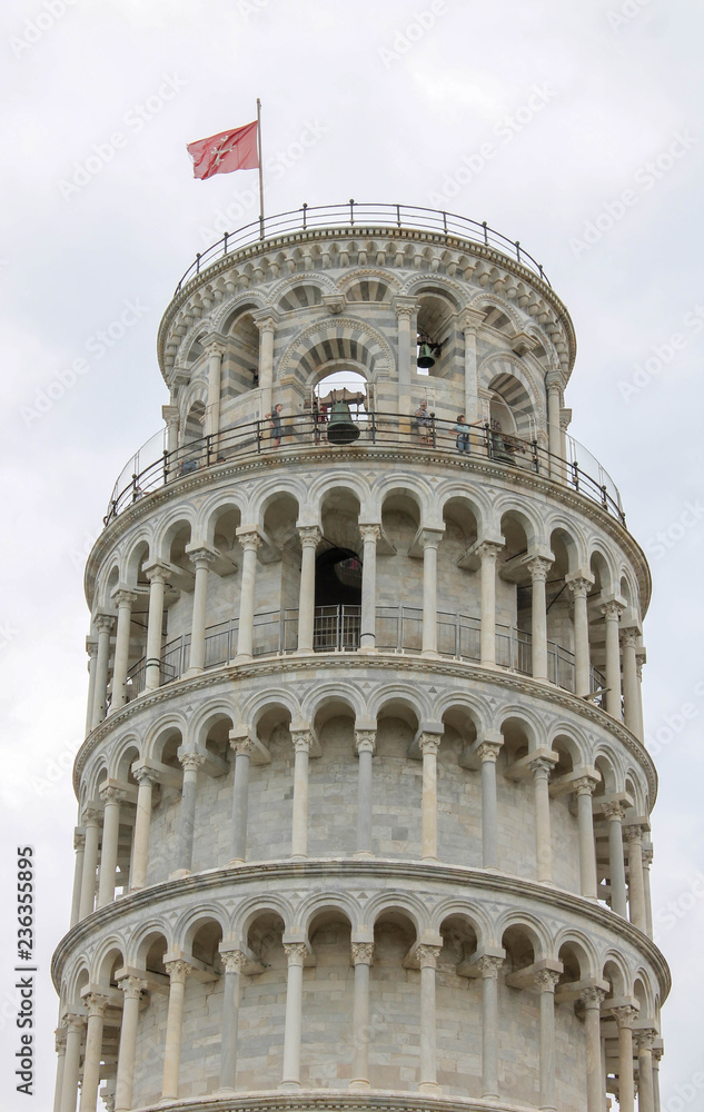 The Leaning Tower of Pisa the campanile, freestanding bell tower, of the cathedral of the Italian city of Pisa, 