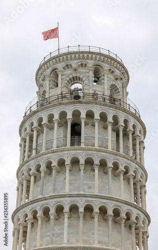 The Leaning Tower of Pisa the campanile, freestanding bell tower, of the cathedral of the Italian city of Pisa, 