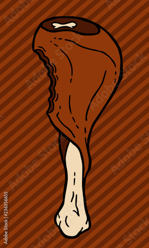 Turkey Leg with Bite Illustration