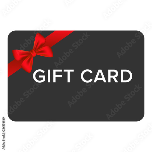 Gift Card Isolated with Red Ribbon and Bow