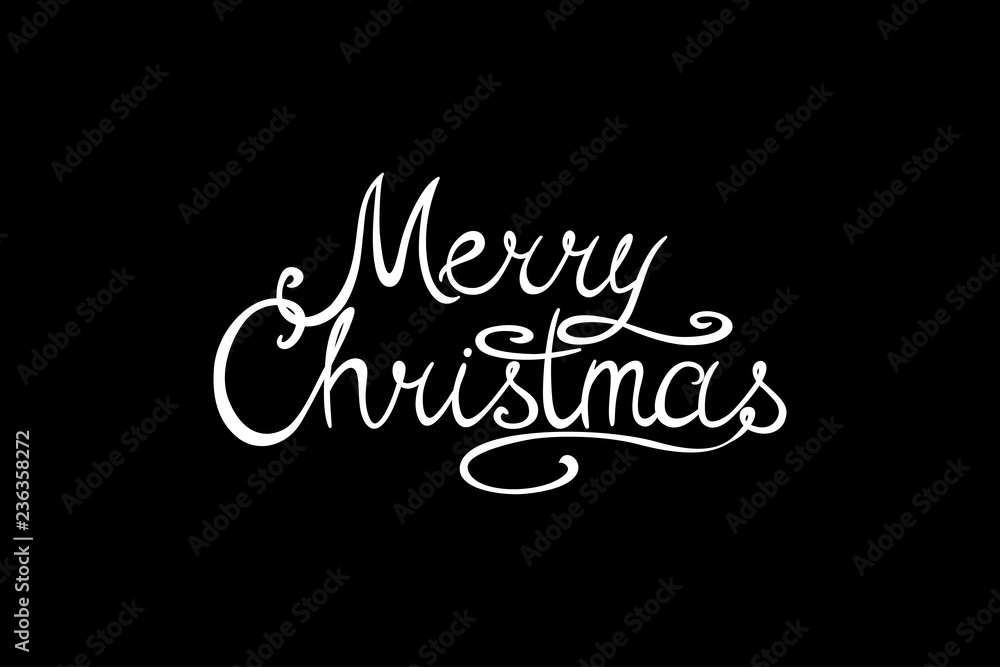 Winter holiday black simple background. Merry Christmas vector greeting card with calligraphy lettering