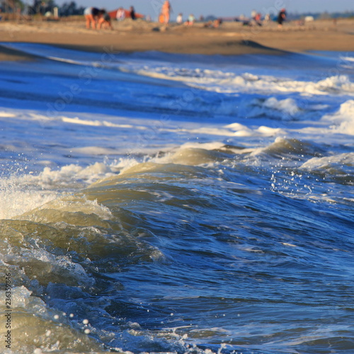 Mediterranean beach and waves in Pyrenees orientales  Roussillon region of France