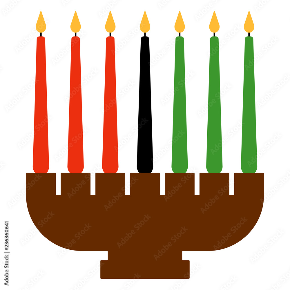 Kwanzaa Kinara - Candleholder called kinara and seven candles called  mishumaa saba for Kwanzaa Stock Vector | Adobe Stock