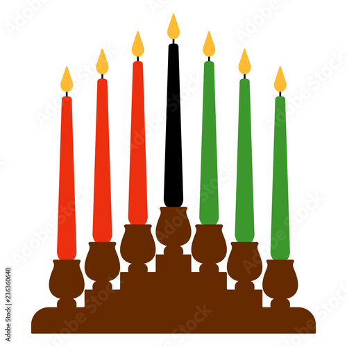 Kwanzaa Kinara - Candleholder called kinara and seven candles called mishumaa saba for Kwanzaa photo