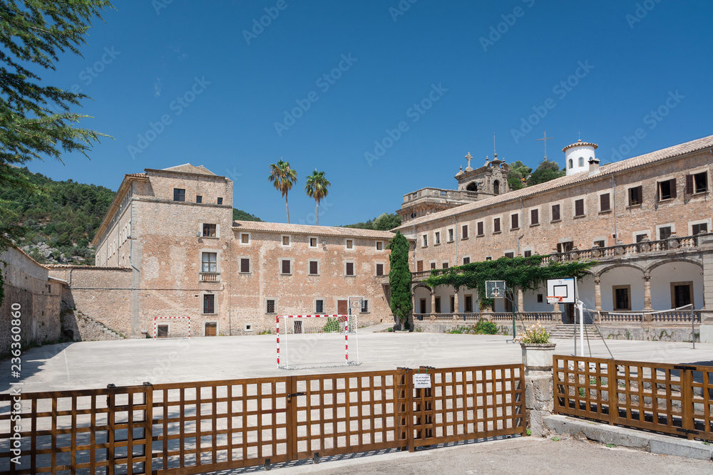 Mallorca, Spain - July 19, 2013: Santuari de Lluc. View of the famous monastery on the island of Mallorca