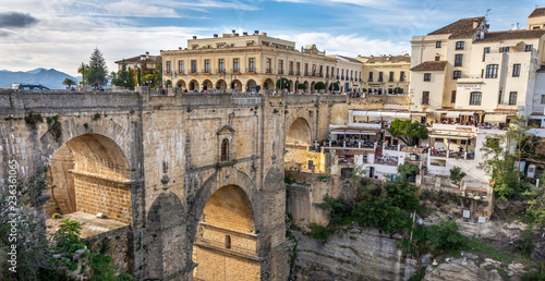 The historic bridge in the white Spanish town Ronda.