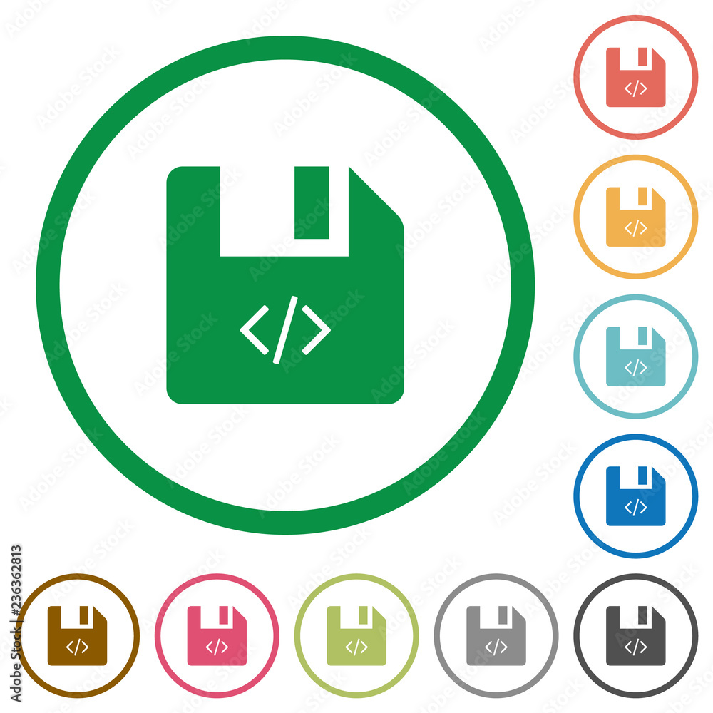 Script file flat icons with outlines Script file flat icons with outlines