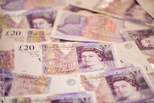 20 pound sterling notes, background image, England photo