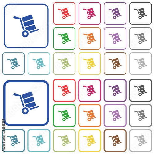 Hand truck with boxes outlined flat color icons