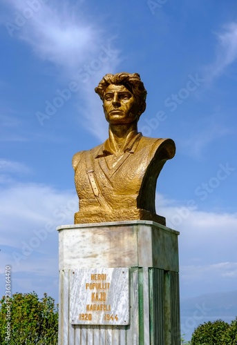 Monument to Kajo Karafili, Pogradec on Lake Ohrid, Korca region, Albania, Europe photo