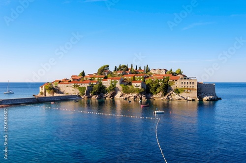 Island Sveti Stefan, near Budva, Adriatic coast, Montenegro, Europe photo