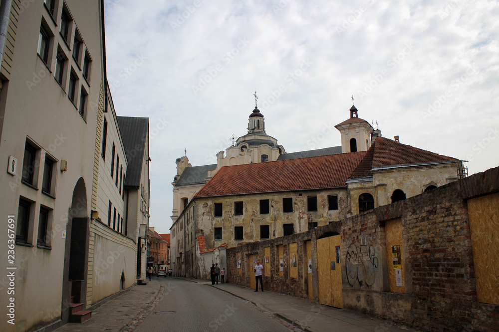 Fototapeta premium Old cozy streets of Vilnius, Lithuania