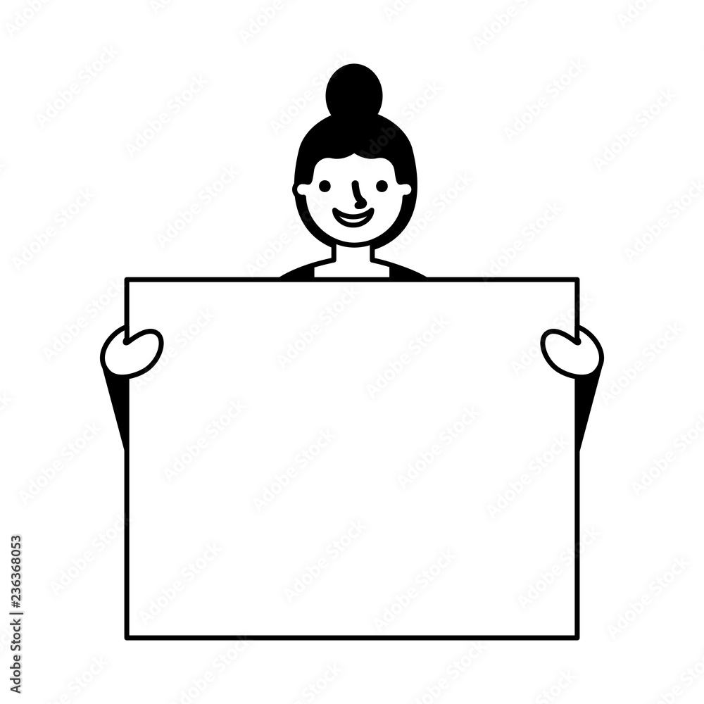 woman portrait with blank banner