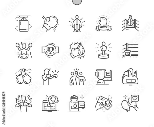 Boxing Well-crafted Pixel Perfect Vector Thin Line Icons 30 2x Grid for Web Graphics and Apps. Simple Minimal Pictogram