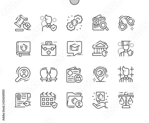 Jurisprudence Well-crafted Pixel Perfect Vector Thin Line Icons 30 2x Grid for Web Graphics and Apps. Simple Minimal Pictogram