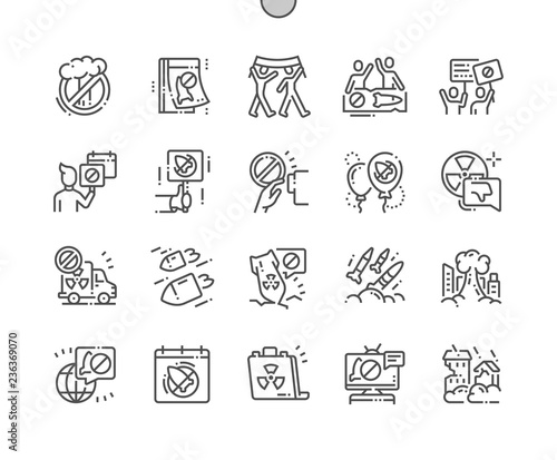 International Mobilization Day against Nuclear War Well-crafted Pixel Perfect Vector Thin Line Icons 30 2x Grid for Web Graphics and Apps. Simple Minimal Pictogram