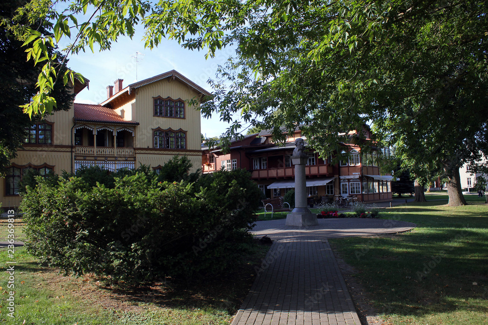 Scenic village houses near Baltic Sea coast, Curonian Spit, Lithuania 