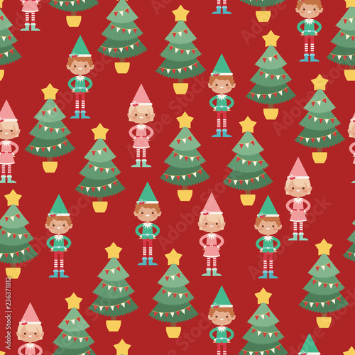 Elves vector seamless pattern