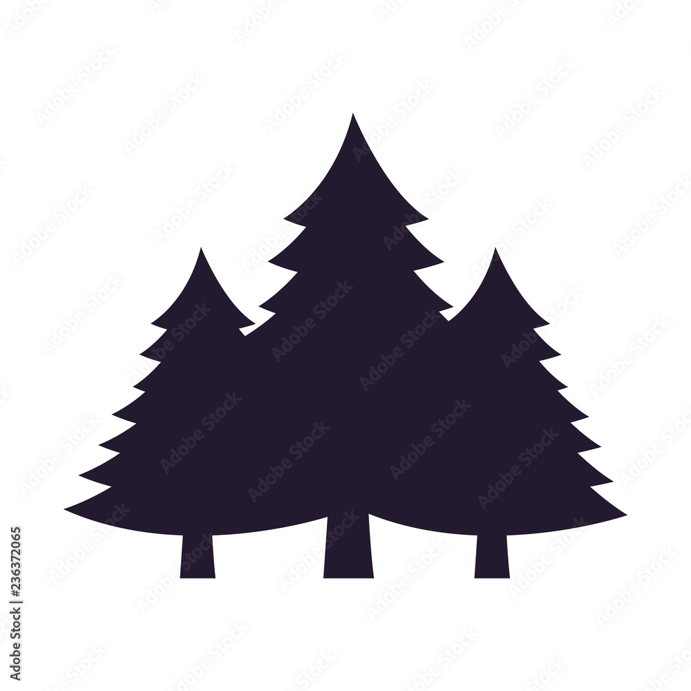 silhouette pine trees on white background silhouette pine trees on white background