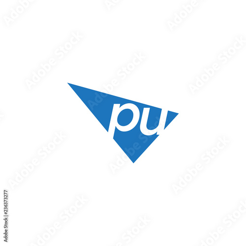 initial two letter pu negative space triangle logo