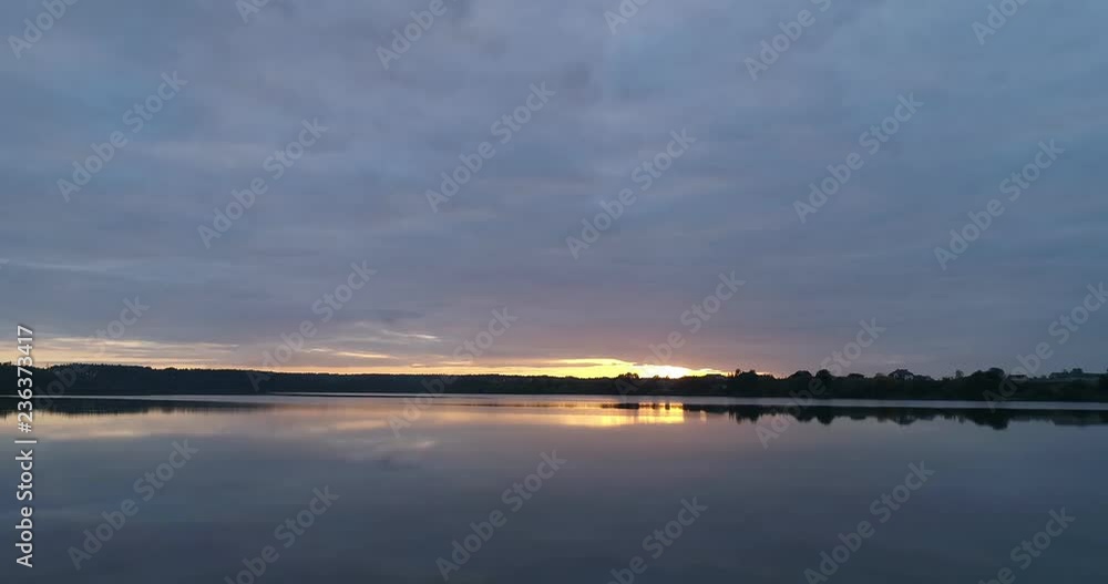 Sunset, lake, forest, pond Sunset, lake, forest, pond
