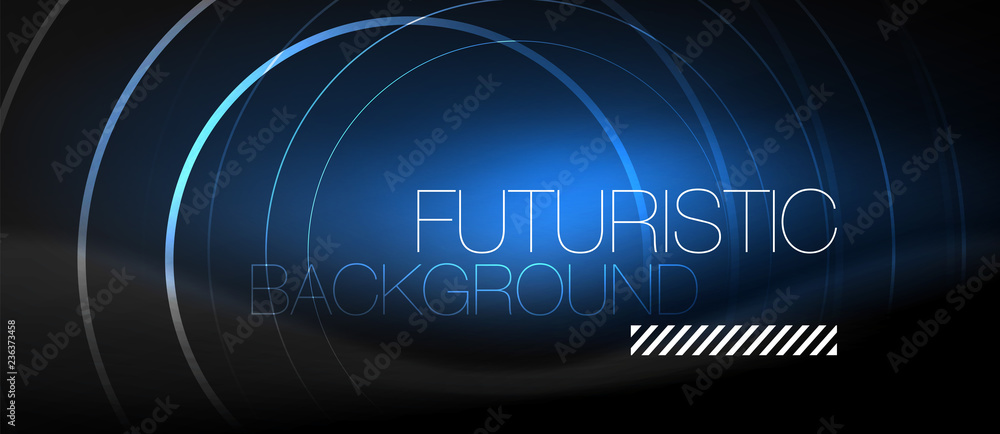 Dark abstract background with glowing neon circles Dark abstract background with glowing neon circles