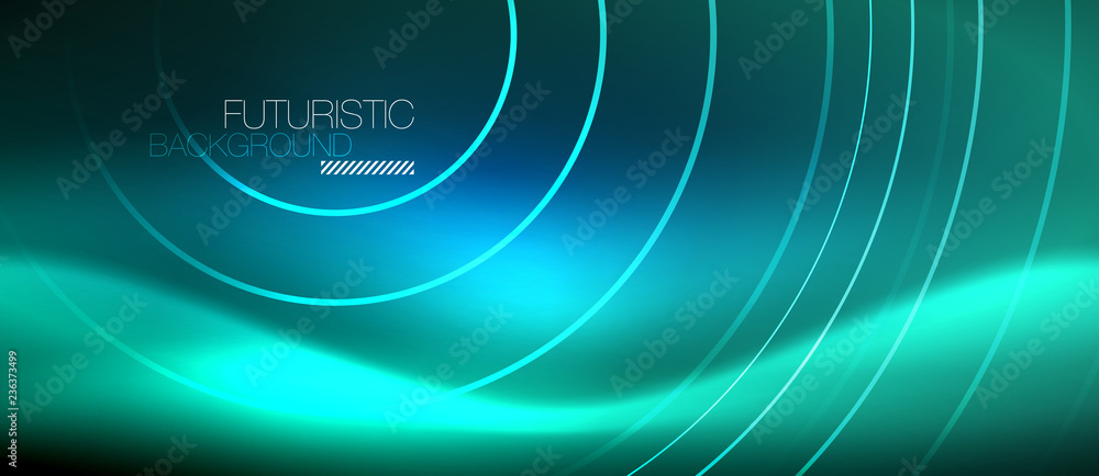 Neon glowing circles background
