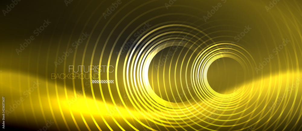 Dark abstract background with glowing neon circles Dark abstract background with glowing neon circles