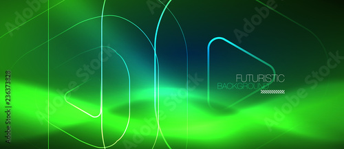 Neon glowing techno lines  hi-tech futuristic abstract background template with geometric shapes