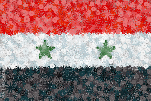Flag of Syria with flowers. Conceptual vector illustration