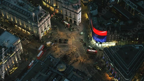 Aerial night view of London UK
