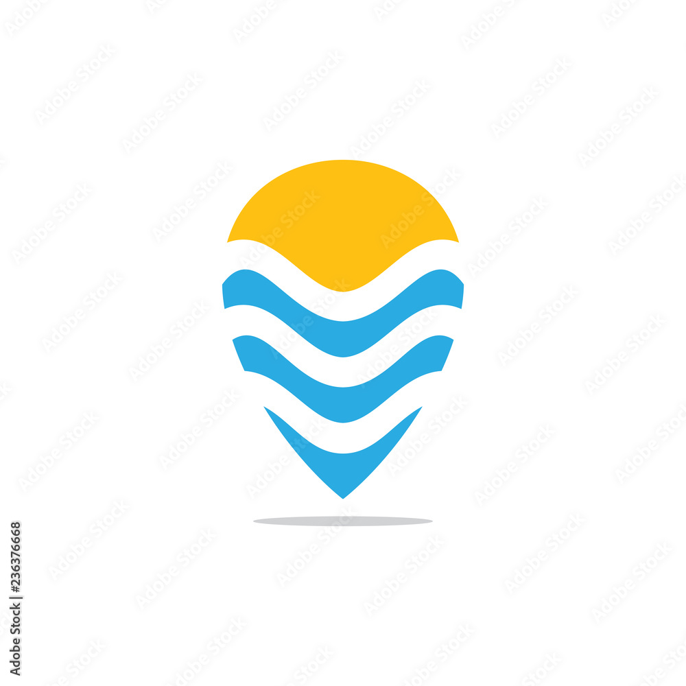 sun waves location symbol logo vector sun waves location symbol logo vector