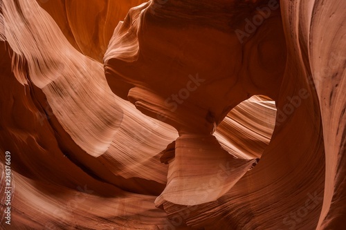 Impressive view of the sand walls in the Antelope Canyon in Arizona