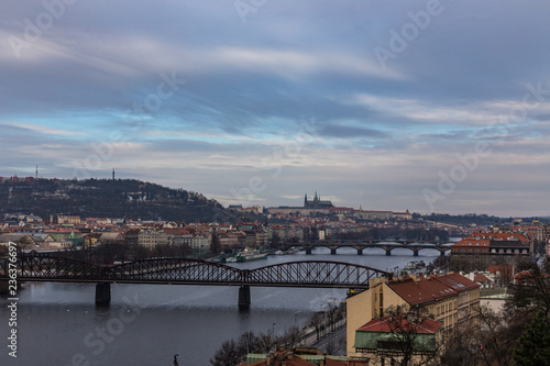 View of the Vltava River and the Old Town, Prague, Czech Republic