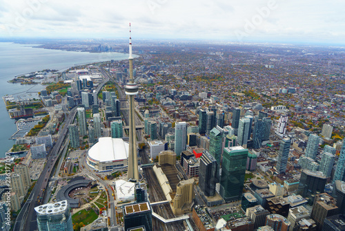 Aerial of Toronto CN Tower
