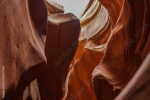 Impressive view of the sand walls in the Antelope Canyon in Arizona