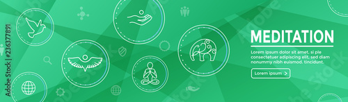 Zen Meditation Mandala Design Symbol Concept with Swirly Yoga Embellishments Web  Header Banner