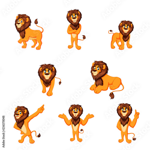 Vector illustration of cartoon lion