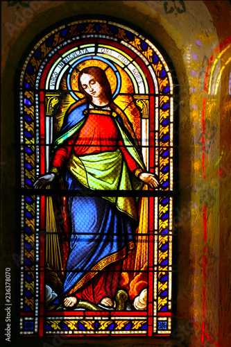 Obraz na plátně Kirchenfenster Madonna