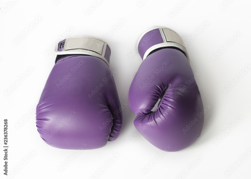 Isolated purple pair of boxing gloves