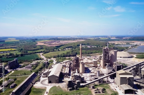 Large cement plant. The production of cement on an industrial sc photo