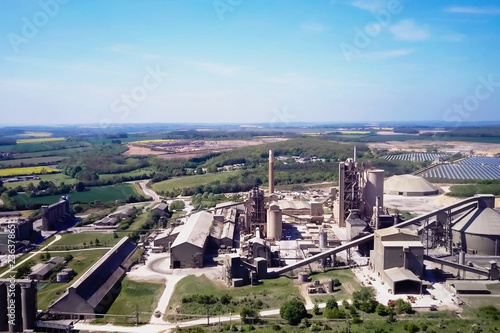 Large cement plant. The production of cement on an industrial sc photo