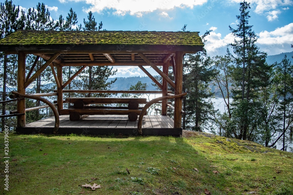 An old gazebo by the lake 