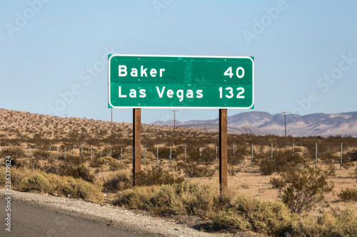Las Vegas 132 miles highway on I-15 near Barstow in California.  