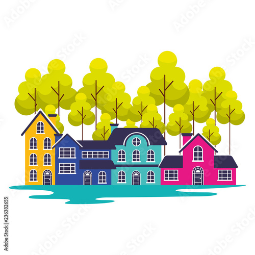 suburban neighborhood trees landscape