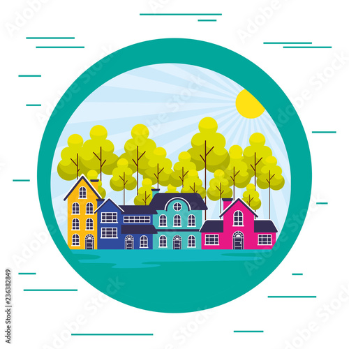 suburban neighborhood landscape sticker