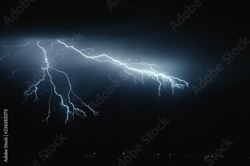 Картината върху платно Lightning in the sky. Electric discharges in the sky
