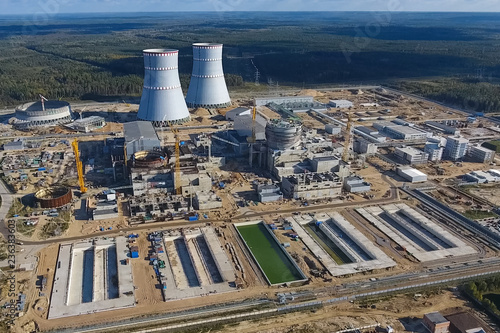 Aerial survey of a nuclear power plant under construction. Insta