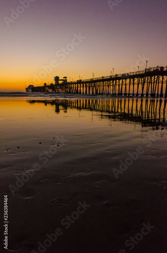 Pier   colorful sunset in Oceanside  California  USA