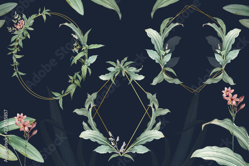 Set of empty floral wedding frames vector